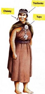 Ropa original de las mujeres
mapuches con un hombro libre Ropa
original de las mujeres mapuches con un hombro
libre