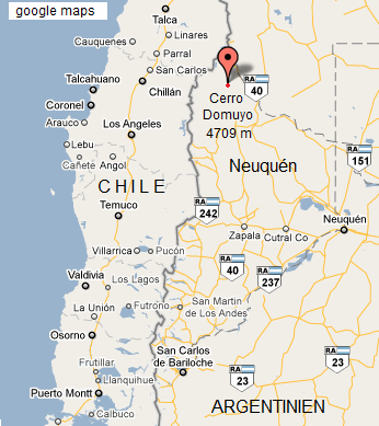 Mapa con la
                        provincia de Neuqu�n con el cerro Domuyo
