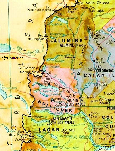 Karte mit der Region
                        des Vulkans Lanin