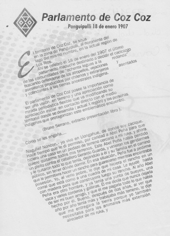 Agenda mapuche 2008: Das letzte
                            Parlament von Cos Cos von 1907 (01)