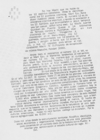 Agenda mapuche: sabios y los n�meros 12
                            y 12.000