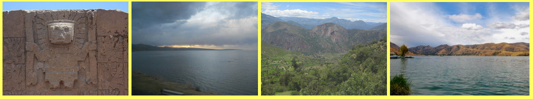 Mythen und Legenden in den
                                      Anden von Peru: Wiracocha
                                      (Wasserhauptgott), der
                                      Titicaca-See, die Bergketten der
                                      Anden, die Paca-Lagune etc.