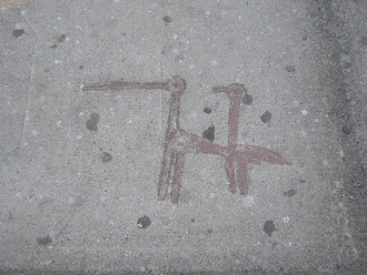 Avenida San Martn, diseo de
                                geoglifo o petroglifo de pjaros rojos