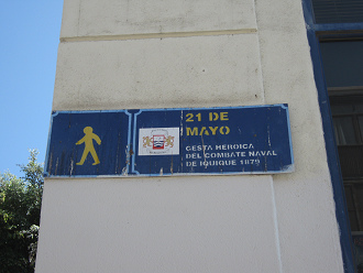 Placa del pasaje peatonal 21 de Mayo
