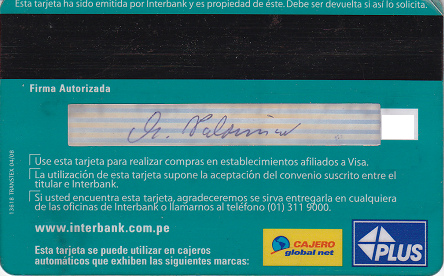 Meine
                            Kreditkarte der peruanischen Grossbank
                            "Interbank" funktionierte in Chile
                            nicht, weder in Santiago, noch in Arica.
                            Warum wohl?