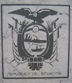 Konsultafel, das Wappen von
                                Ecuador