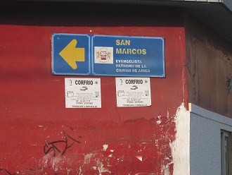Das Strassenschild der St.-Markus-Strasse
                        ("calle San Marcos")