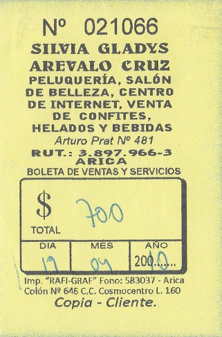 Boleto de una
                      peluquer�a-centro de Internet