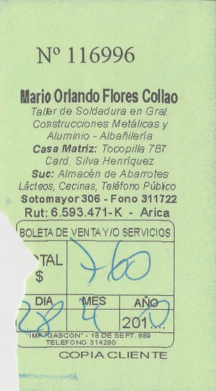 Quittung einer
                      Schweisserwerkstatt