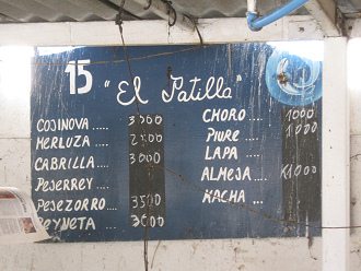 Tabla con precios (01) del puesto no. 15