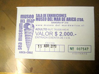 Un boleto de entrada del Museo del Mar