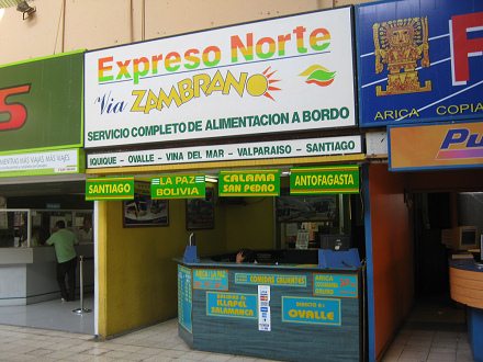 Ventanilla de la agencia Expreso Norte