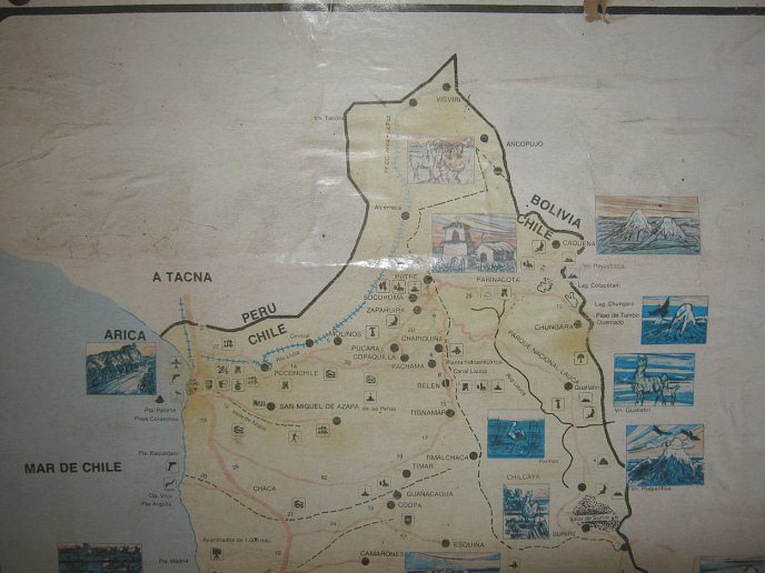 Kunsthandwerkerdorf von Arica, eine
                              Karte von Arica und Parinacota