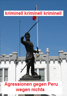 Velasquezallee, das Denkmal von
                          Oberstleutnant Juan Jos� San Mart�n von vorn,
                          es ist ein kriminelles Denkmal, denn dieser
                          Typ hatte Aggressionen gegen Peru, obwohl Peru
                          quasi nichts getan hatte; Nahaufnahme