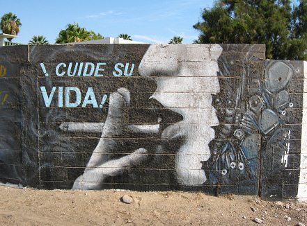 Malerei gegen das Rauchen: "Passen
                          Sie auf ihr Leben auf!"