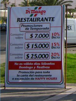 Precios del restaurante italiano,
                                  primer plano