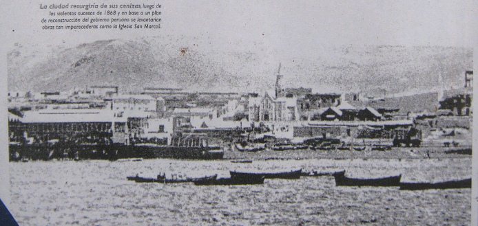 Art�culo 16, foto 02: Arica fue
                                  reconstruy�ndose, aqu� en el a�o 1875
                                  apr.