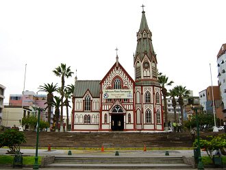 Kolumbusplatz, Blick zur�ck auf die
                        Markuskirche (iglesia San Marcos)