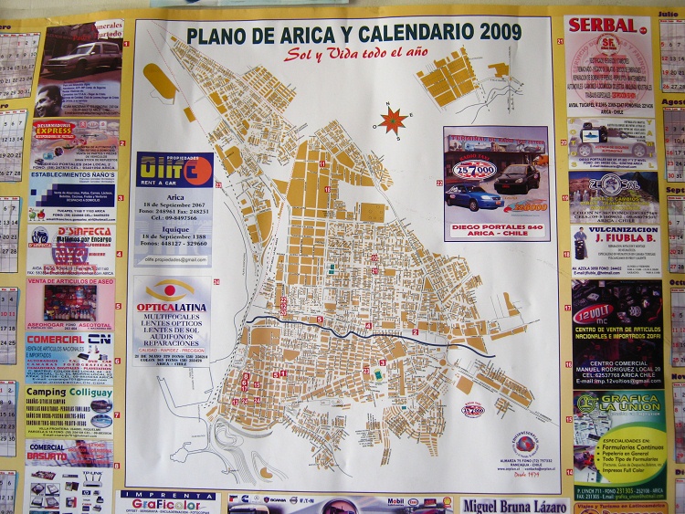 Die Karte / der
                        Stadtplan von Arica