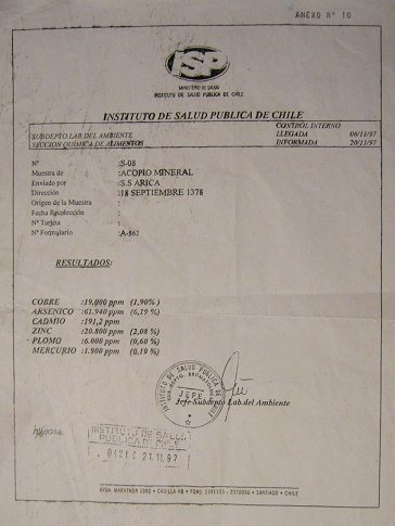 Certificado de Mar�a
                        Cristian con metales, primer plano