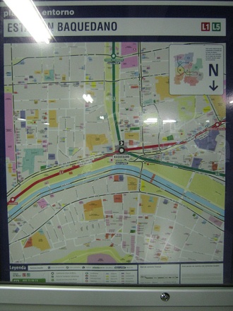 La estacin del metro
                          "Baquedano", mapa de la regin
