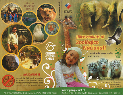Prospekt des Zoos mit Tierbeispielen