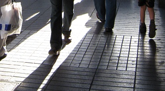 Kacheltrottoir beim Tourismusb�ro in
                          Santiago de Chile, Nahaufnahme