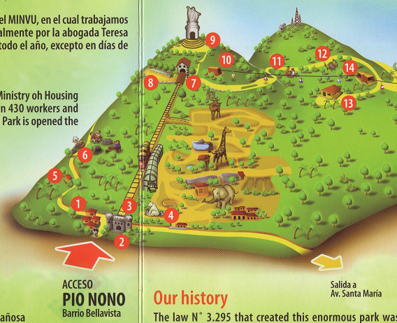 Mapa del parque
                        Metropolitano, parte 1 con la entrada por la
                        calle P�o Nono