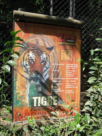 Tafel mit Angaben �ber den Tiger