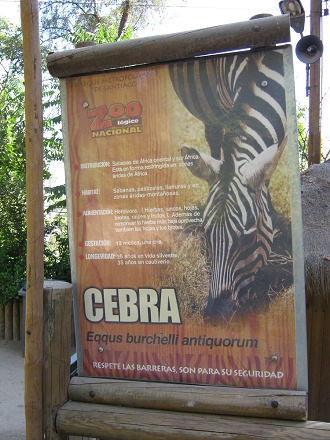 Tafel mit Angaben �ber das Zebra