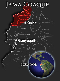 Mapa de la cultura Jama Coaque
                (actualmente en las provincias Esmeraldas y Manab�)