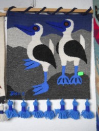 Tejido mostrando aves acu�ticas