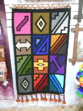 Wandteppich mit Grafikdesign,
                                    Nahaufnahme