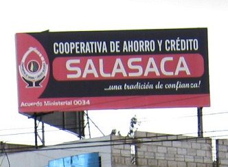 Die Werbetafel der Kooperative
                            "Salasaca"