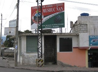 Werbetafel der Kooperative "Mushuc
                          �an"