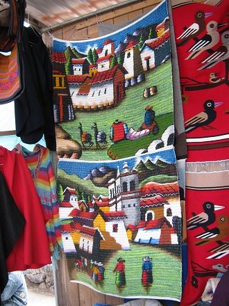 Wandteppich eines peruanischen Dorfes