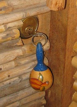 Der Schl�sselanh�nger mit einer
                                    aufgemalten Galapagosschildkr�te,
                                    Nahaufnahme