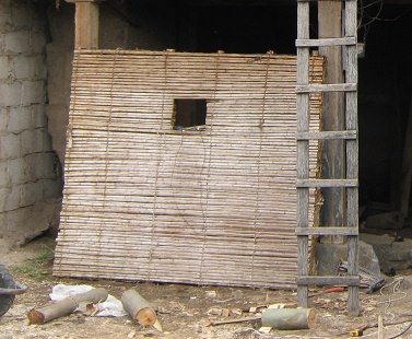 Schilfrohrwand (carrizo) mit
                                  Fenster, Nahaufnahme