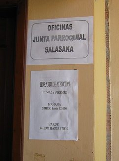 El horario de la municipalidad de
                                  Salasaca