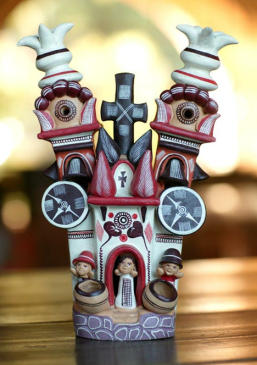 Keramik-Kunsthandwerk des Quartiers
                              Santa Ana in Ayacucho: Die Kirche Santa
                              Ana