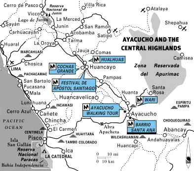 Karte von Ayacucho mit dem
                            Quartier Santa Ana