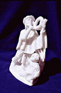 Ayacucho, Kunsthandwerk: Steinstatue,
                              Hornbl�ser