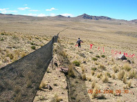 Zaun mit Menschen-Seil-Kette