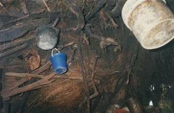 Kettles hanging from the ceiling