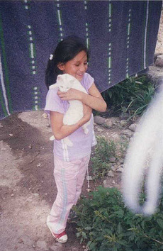 Neighbor girl with white cat 02