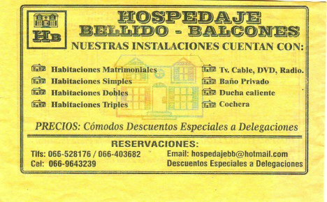 Ayacucho: Hospedaje Bellido und hospedaje
                        Balcones, Flugblatt