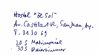 Ayacucho, tarjeta de visita del hostal
                        "El Sol", papel, no ten�an tarjetas
                        imprimidas