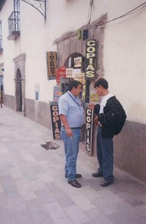 Promotion boards of an internet caf� on
                        Jiron 9 of December