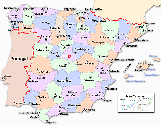 Mapa de Espaa con sus provincias