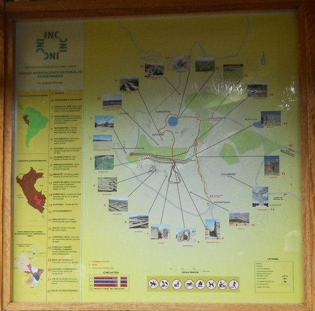 Map of the fortress of Sacsayhuam�n 3km from Cusco Center, zoom